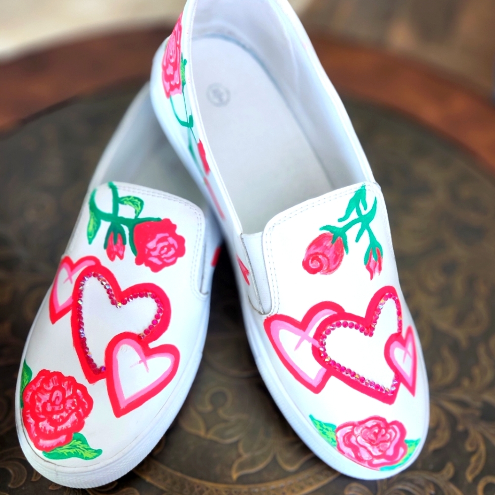 Mickey/Minnie Love Leather Sneakers Low Top Tennis Shoes Casual Walking Shoes